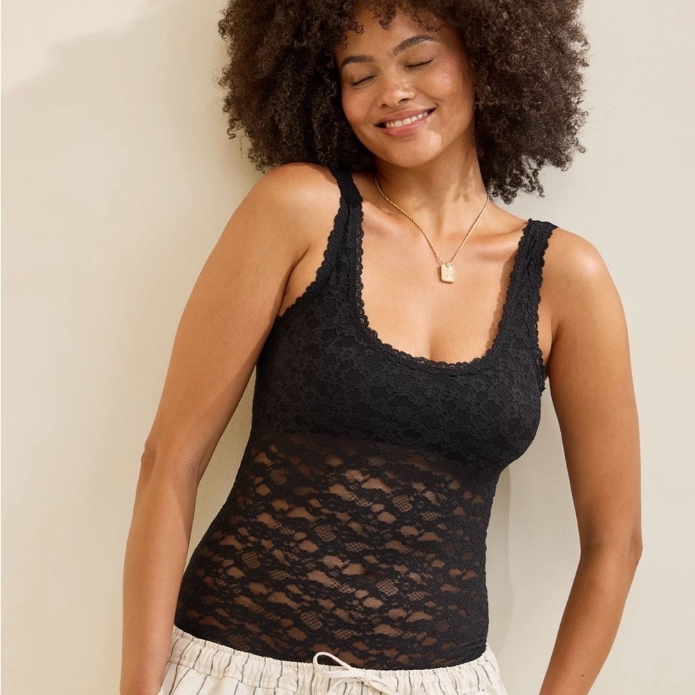 Aerie Show Off BlackVintage Lace Scoop Bodysuit NWT Size Medium